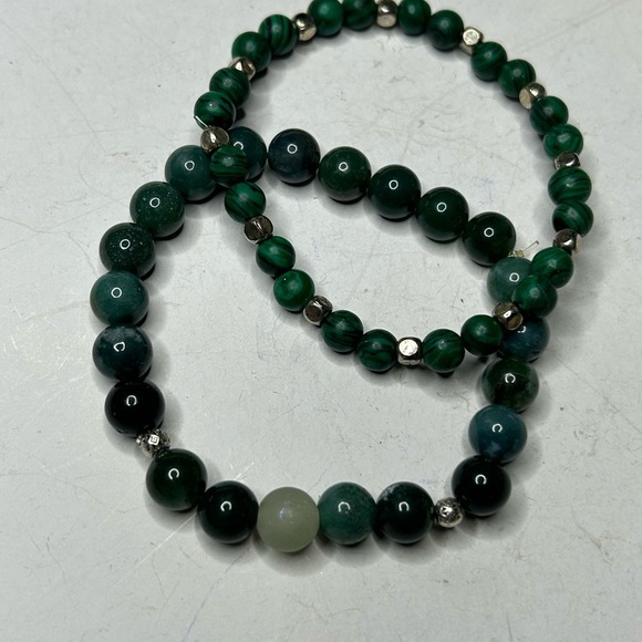 Malachite & Moss Agate Bracelet Set - Picture 2 of 3